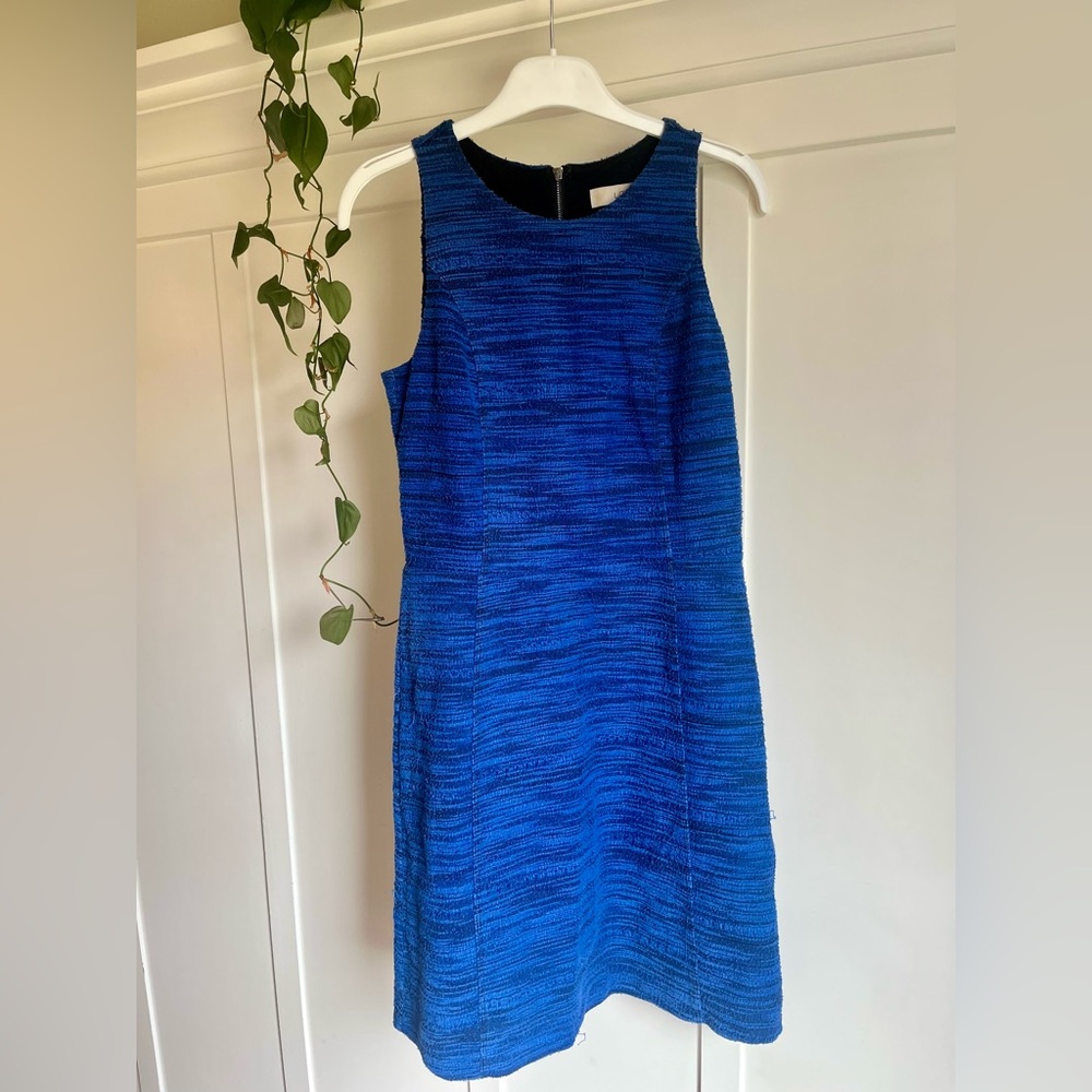 LOFT Royal Blue Textured Sleeveless Midi Dress